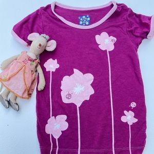Girls Kicky Pants pj top pink flowers 12-18 months